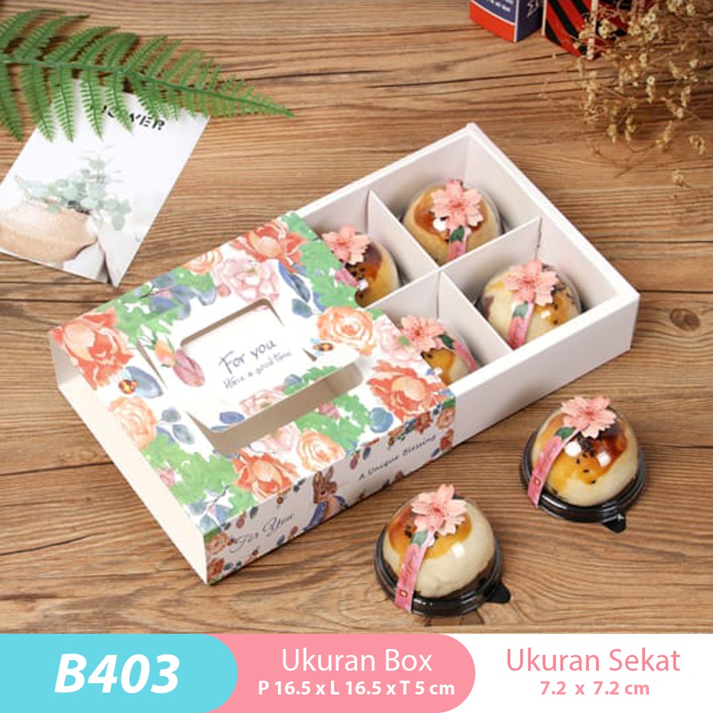 

(5pc) Box Kue Sekat 4 / Packaging Kotak Kue Mooncake/ Cookies/ Nastar