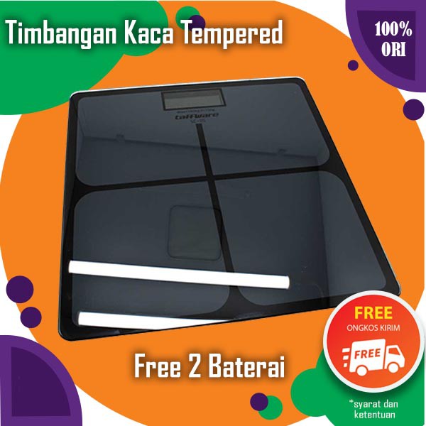 Timbangan Kaca plus Pengukur Suhu (180kg) FREE BATERAI! ORI TAFFWARE