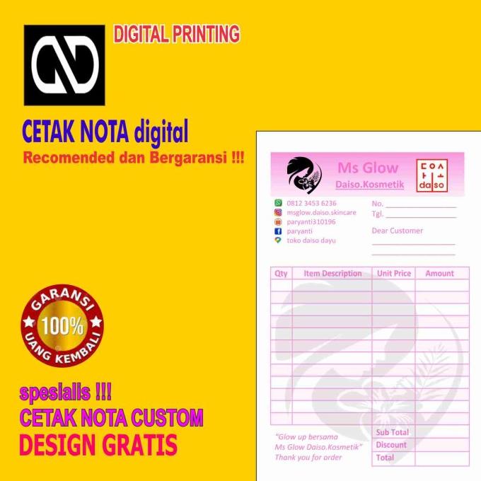 

Office & Stationery | Buku Tulis | Cetak Nota Cusom 2 Ply 1/4F + Nomor Seri Full Warna 4 Buku | Best Seller