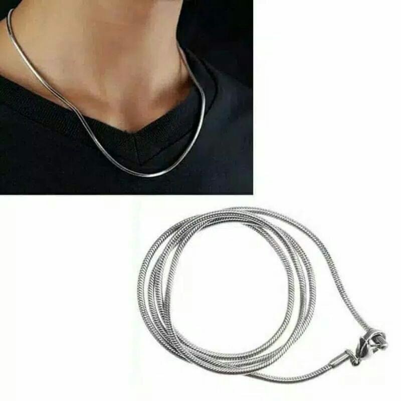 Kalung Kotak Titanium Stainless Steel Anti Karat