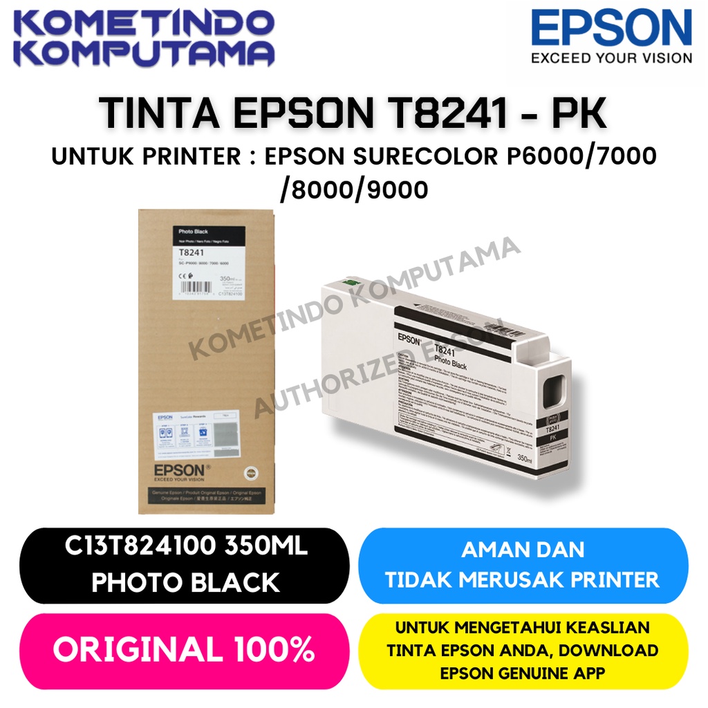 T8241 350ml PHOTO BLACK TINTA CATRIDGE EPSON SureColour SC-P6000 / 7000 / 8000 / 9000 Original 100%