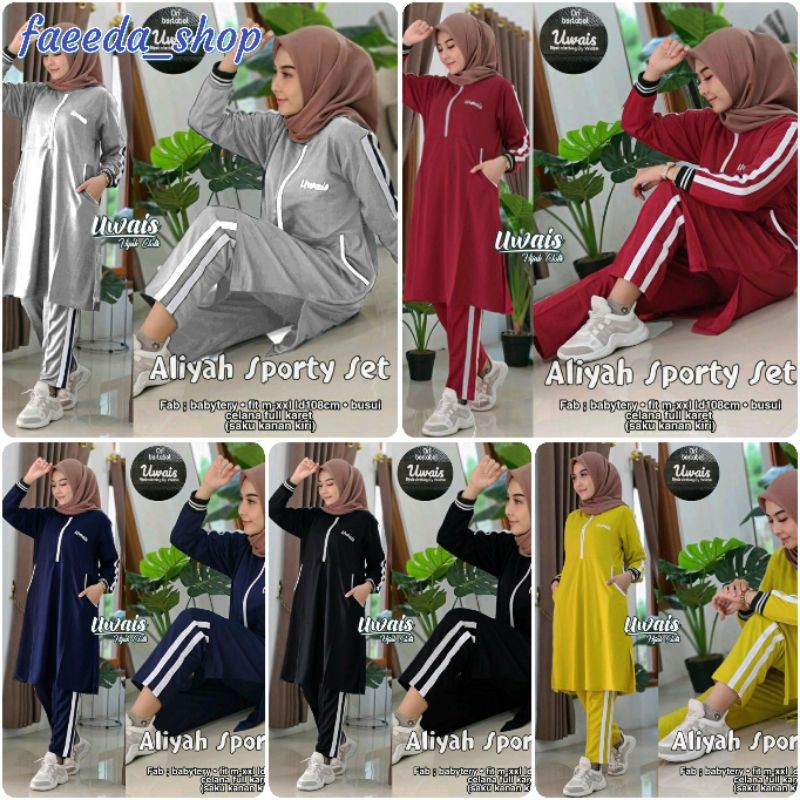 SETELAN CANTIK BEST SELLER WANITA MUSLIMAH MODERN TERBARU MURAH 2021 AlLIYAH SPORTY BY UWAIS ORI
