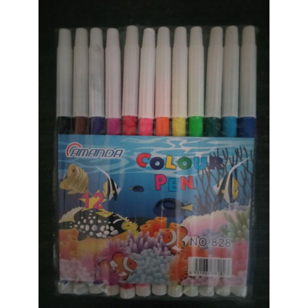 AMANDA SPIDOL WARNA COLOUR PEN 12 WARNA Pen Spidol warna murah untuk menggambar Alat tulis kantor