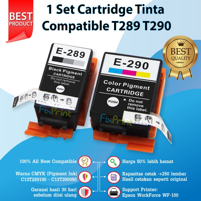 Cartridge Tinta Epson 289 T289 Black Compatible Printer WF-100 WF100