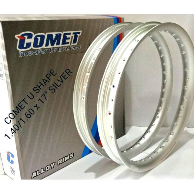 Velg comet oval sepasang ukuran 140 & 160 ring 17 warna silver