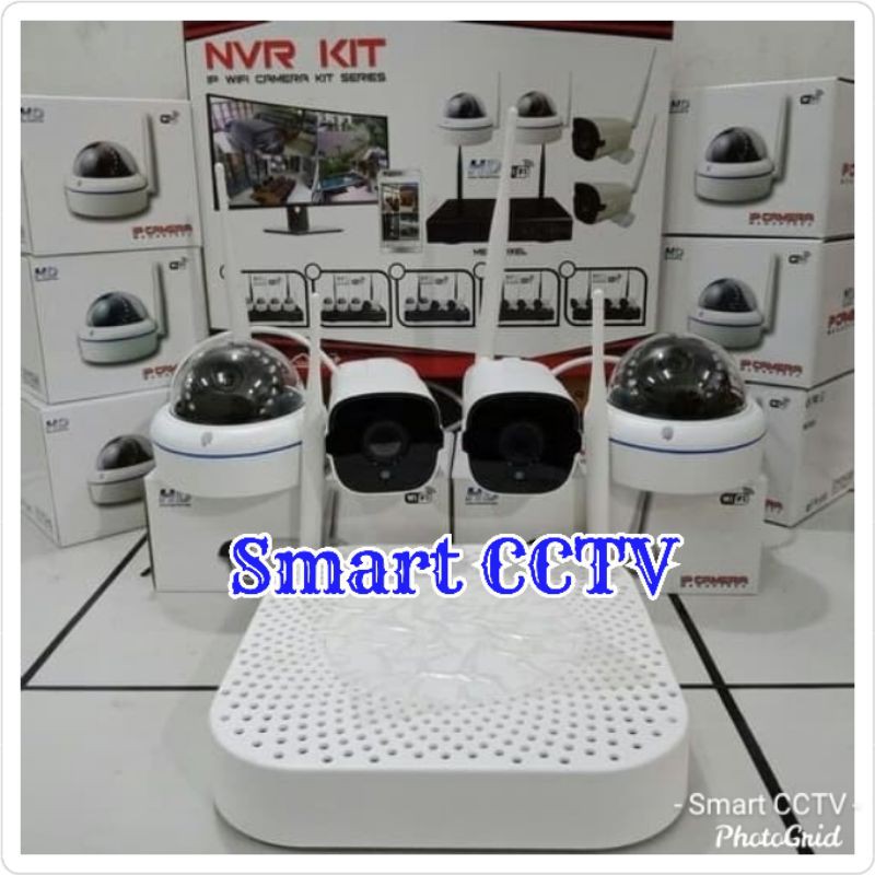 PAKET CCTV IP WIRELESS / NVR KIT 4CH 5MP 1080P ( ADA AUDIO ) Tanpa Kabel