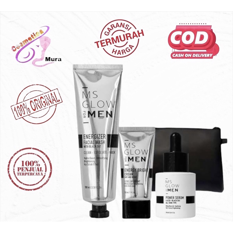 *paket wajah pria* paket basic 3in1 - ms glow men 3in1 - paket ms glow man 3in1 - ms glow men 3in1