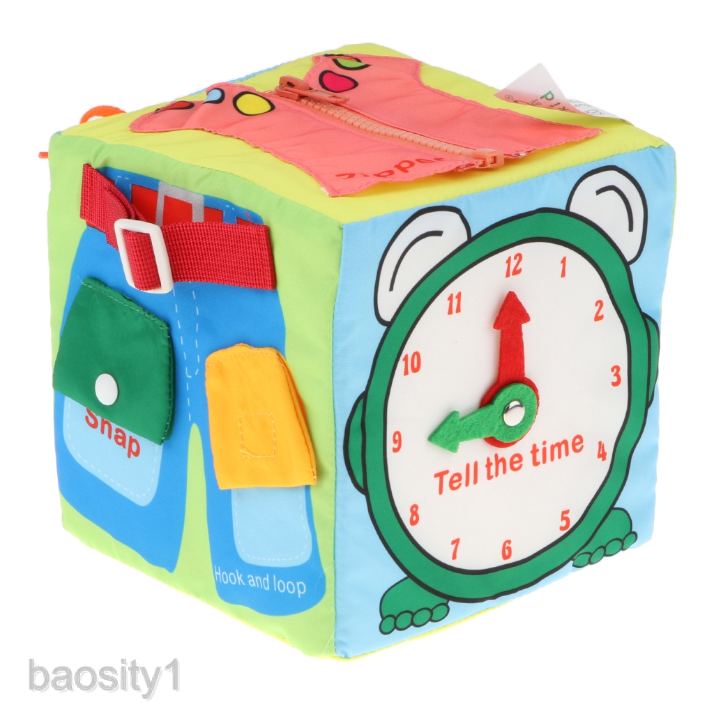 zip button buckle and tie toy