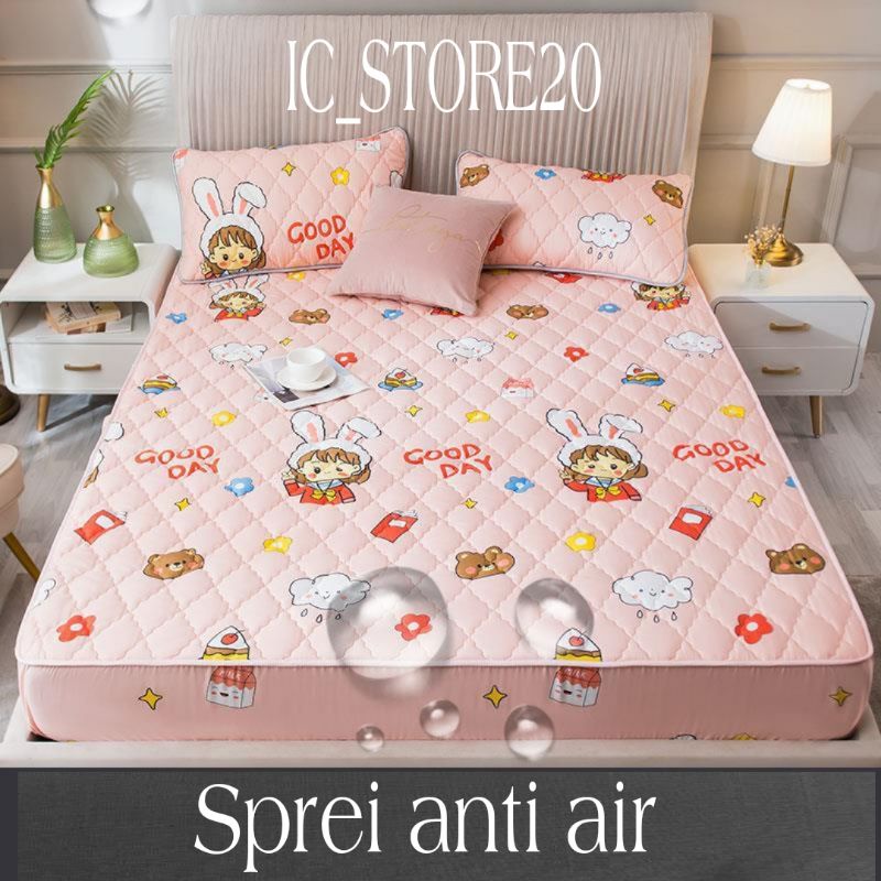 Sprei Waterproof / Sprei Protektor bermotif  ukuran 180x200cm-Pink goodday