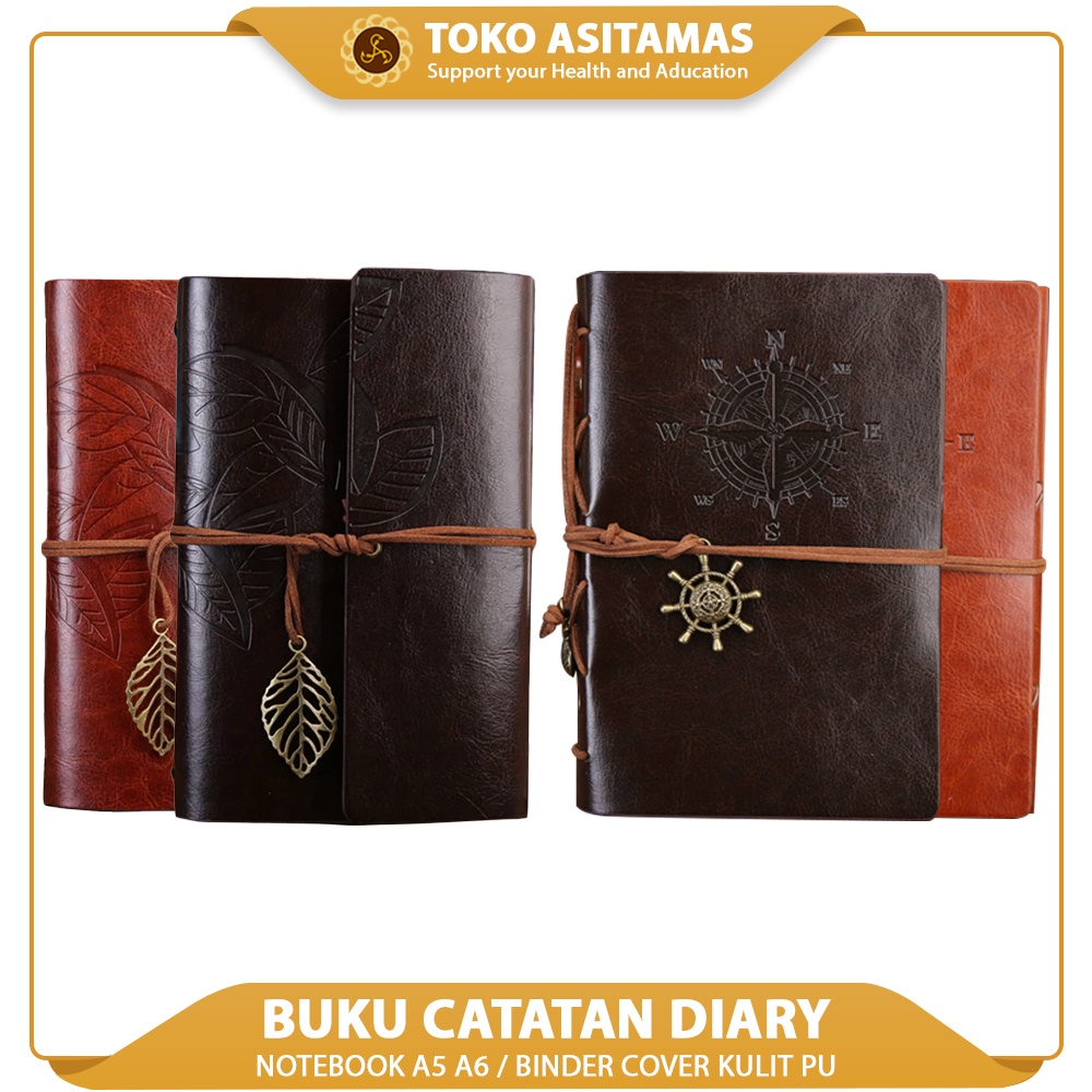 

Buku Catatan Diary Notebook Aestetic Binder Cover Kulit PU Leather Retro Agenda Gaya Vintage Retro