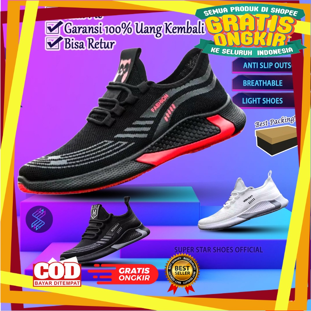 UKURAN SIZE 37 38 39 40 41 42 43 44 45 / Sepatu Sneakers Pria / Sepatu Sneaker Import hitam putih ka