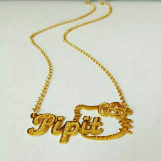 Kalung Nama HelloKitty Silver Grafir Uk.Standar