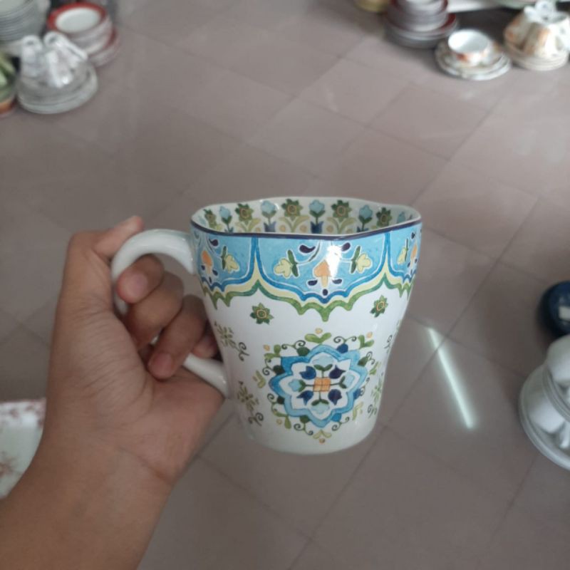 MAROKO MUG GELAS KERAMIK SANGO MOTIF MAROCO MAROCCO KOLEKSI HAMPERS LEBARAN