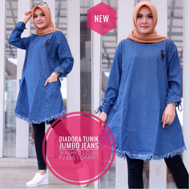 Tunik Jumbo . Tunik jeans jumbo . DIADORA Tunik jeans