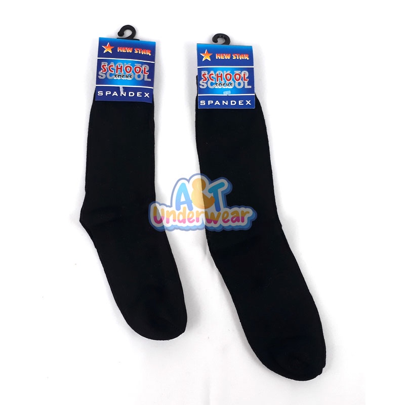 AT166-Kaos kaki Hitam Buat sekolah SD SMP SMA