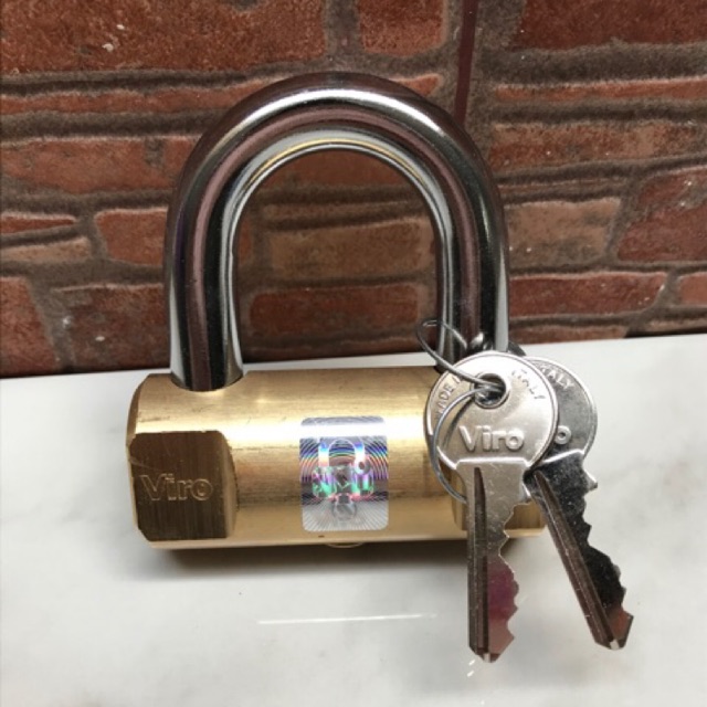 Gembok VIRO Balok 80mm Asli 105 / Kunci Gantung Bulat Kuningan 80 mm / Brass Rectangle Padlock Italy