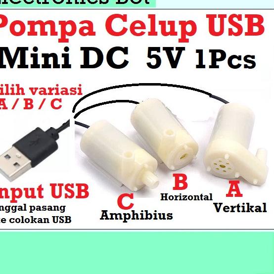 Paket Surprise [EBS] Pompa Air Celup USB Mini DC Submersible Micro Pump 5V Vertikal Horizontal Amphibi Motor Dinamo