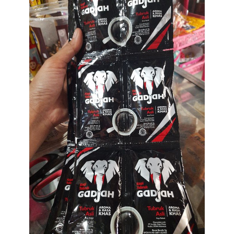 Kopi tubruk gadjah + gula 7 gram 10 sachet /  kopi gadjah 7g 20 sachet kopi gajah djarum kopi hitam