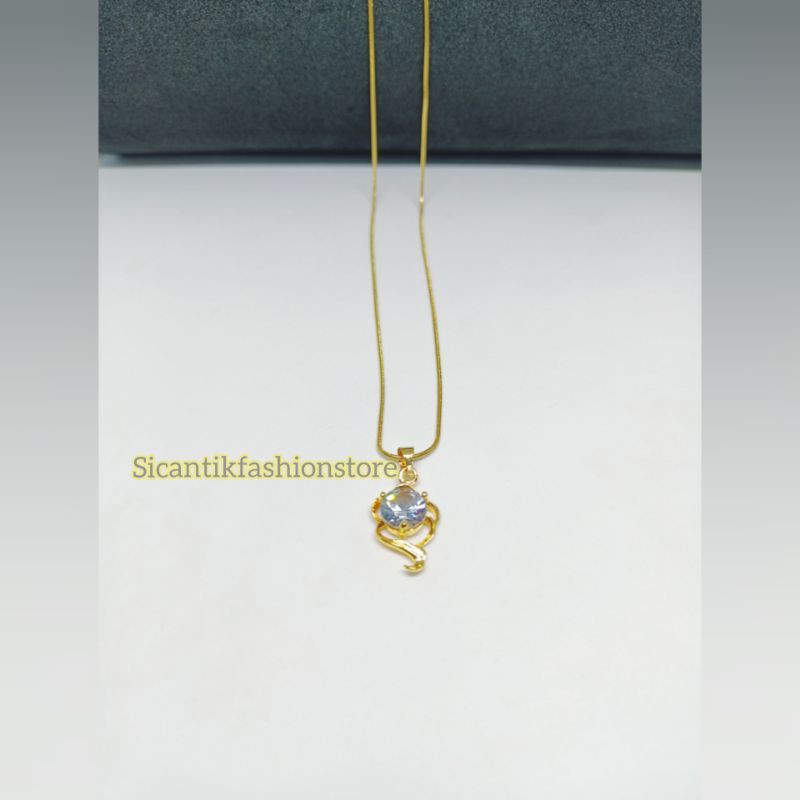 Promo kalung Titanium plus liontin permata Fashion wanita liotin gold liotin lapis emas anti Karat