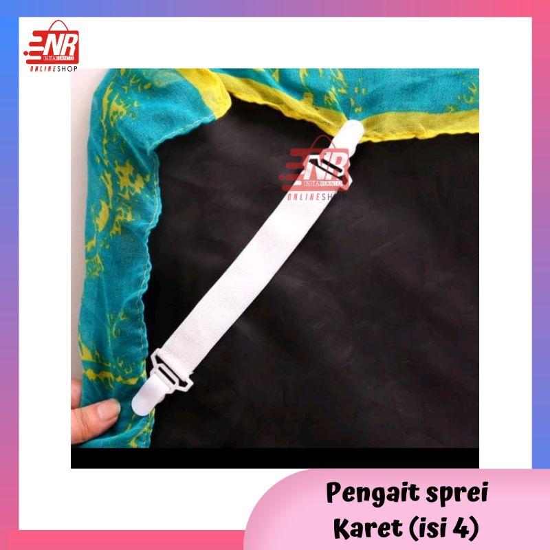 [ 1 set isi 4] Pengait sprei karet jepitan pengencang susut sprei sheet gripper