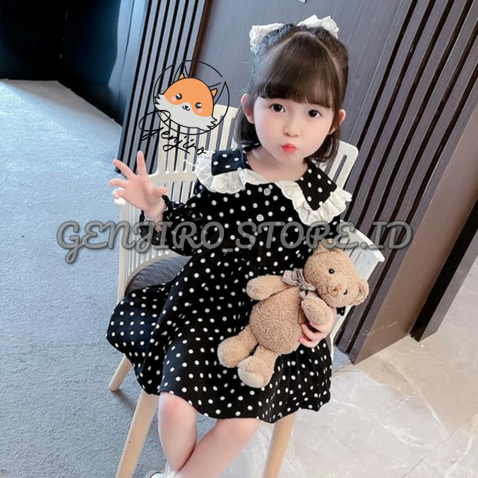 PAKAIAN ANAK PEREMPUAN/DRESS ONDE&quot; HITAM/MODEL KERAH BULAT TEMPEL RENDA/DRESS MODEL TERBARU/UNTUK USIA 1-5 TAHUN/BISA COD