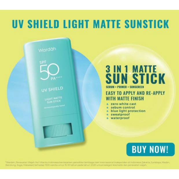 ☘️Yuri Kosmetik☘️ Wardah UV Shield Light Matte Sun Stick SPF50