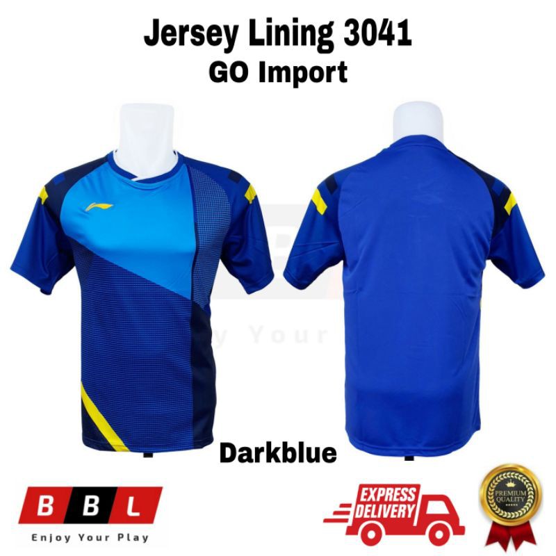 Kaos Badminton Lining 3041 Biru GO Import Kaos Bulutangkis Lining Import murah Jersey Badminton