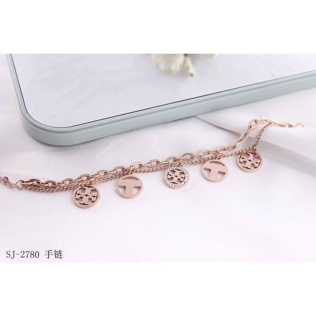 Set Perhiasan Titanium Permata Gelang/Kalung/Anting/Cincin Fashion Jewellery 7859