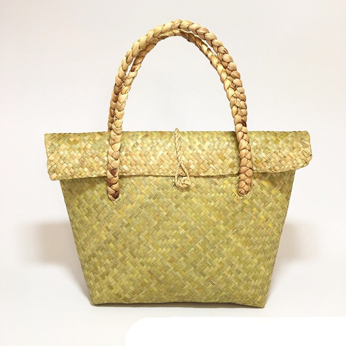 Tas Anyaman Purun Dengan Tutup, Handmade,Tas belanja Wanita, Decoupage Tas Jinjing Anyam Murah