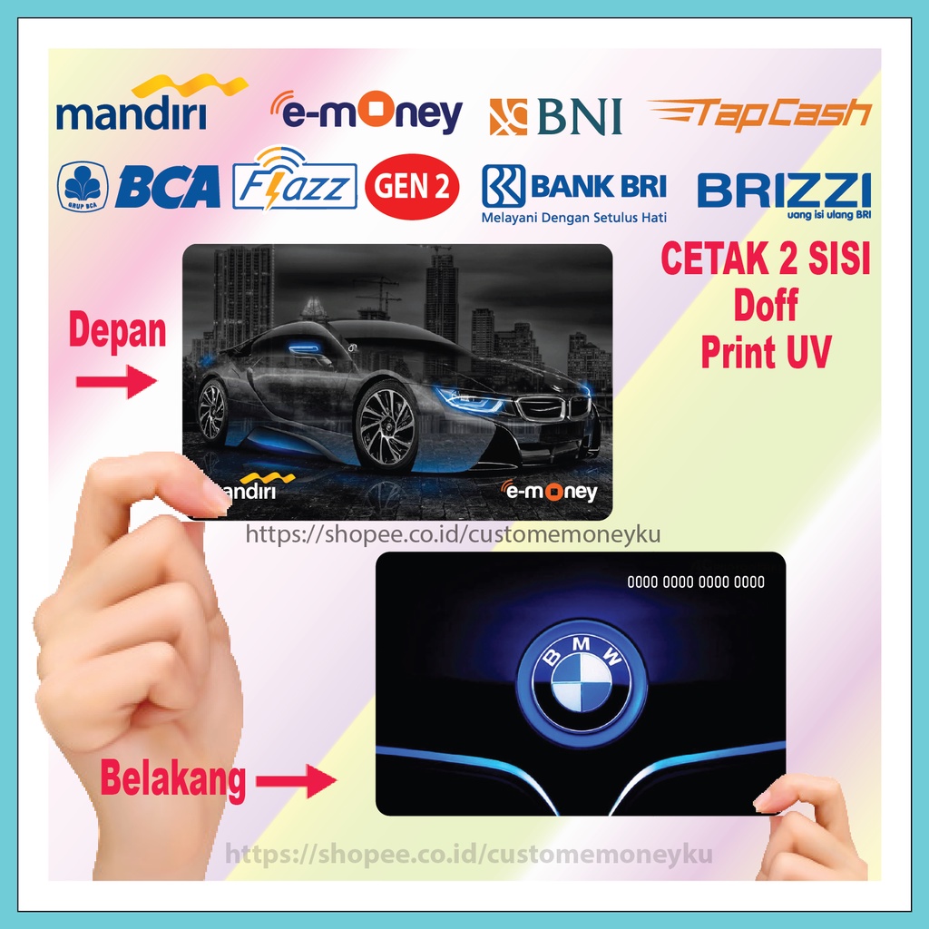 KARTU EMONEY MOBIL BMW I8 ETOLL E-MONEY MANDIRI FLAZZ BCA GEN 2 TAPCASH BRIZZI - 2 SISI