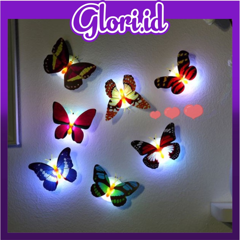 GLORI.ID E003 Kupu Kupu LED Bercahaya / Kupu Kupu Dekorasi / Butterfly LED / Lampu Hias Kupu Kupu