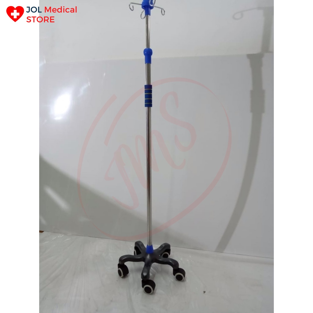 Tiang Infus Portable Kaki 3 kaki 5 Pakai Roda Besi Kuat Standar Rumah Sakit