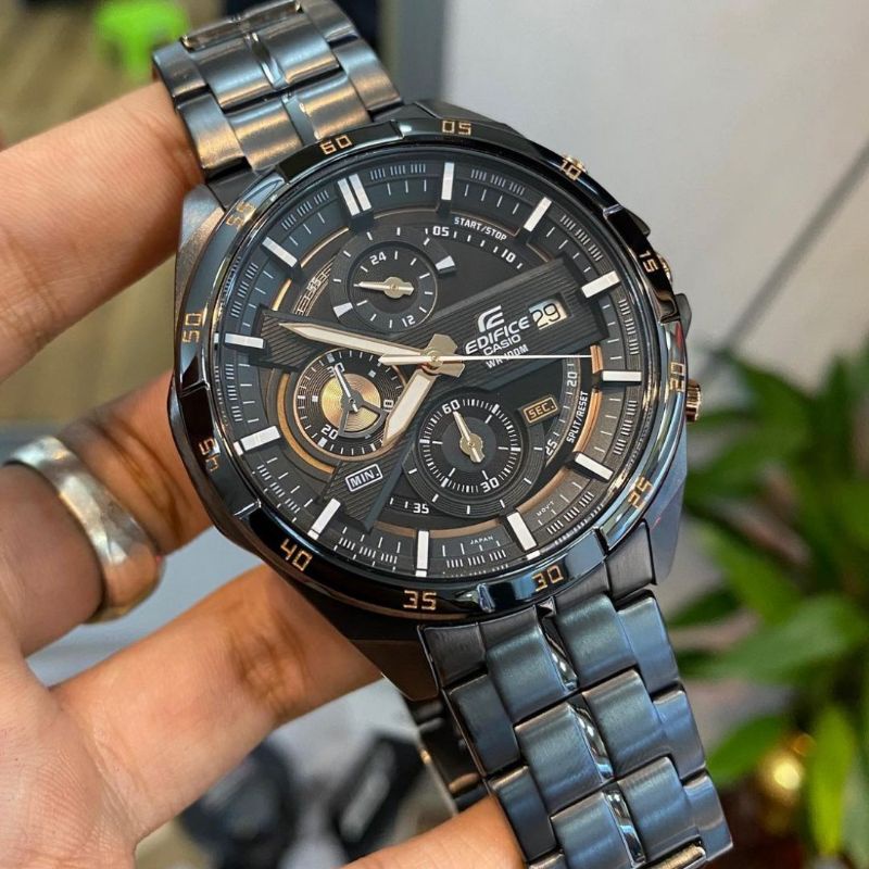 [ORIGINAL] JAM TANGAN PRIA CASIO EDIFICE EFR-556DC-1A - GARANSI 1 TAHUN - FULLBLACK | EF556 / EF556