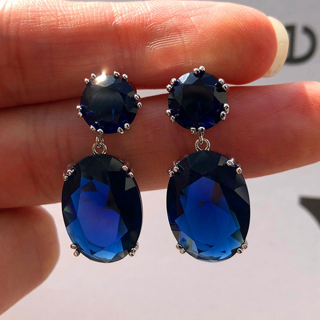 Hu Hu Hu Hu Hu Alat Bantu Pasang Kacamata♡ 1 Pasang Anting Juntai Bentuk Telur Bahan Cubic Zirconia Electroplating Tahan Lama Untuk Wanita