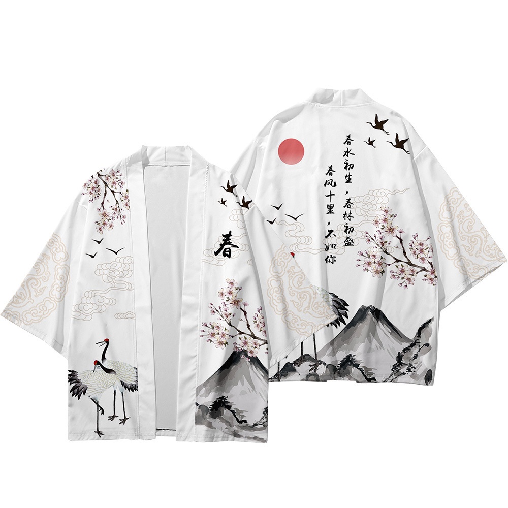 Kimono Haori Crane White: Seri Sakura