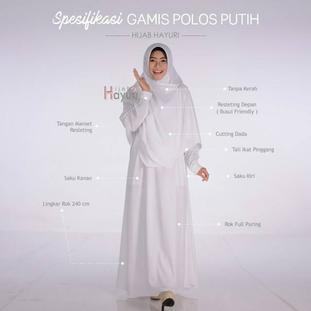 Gamis Polos Putih by Hayuri