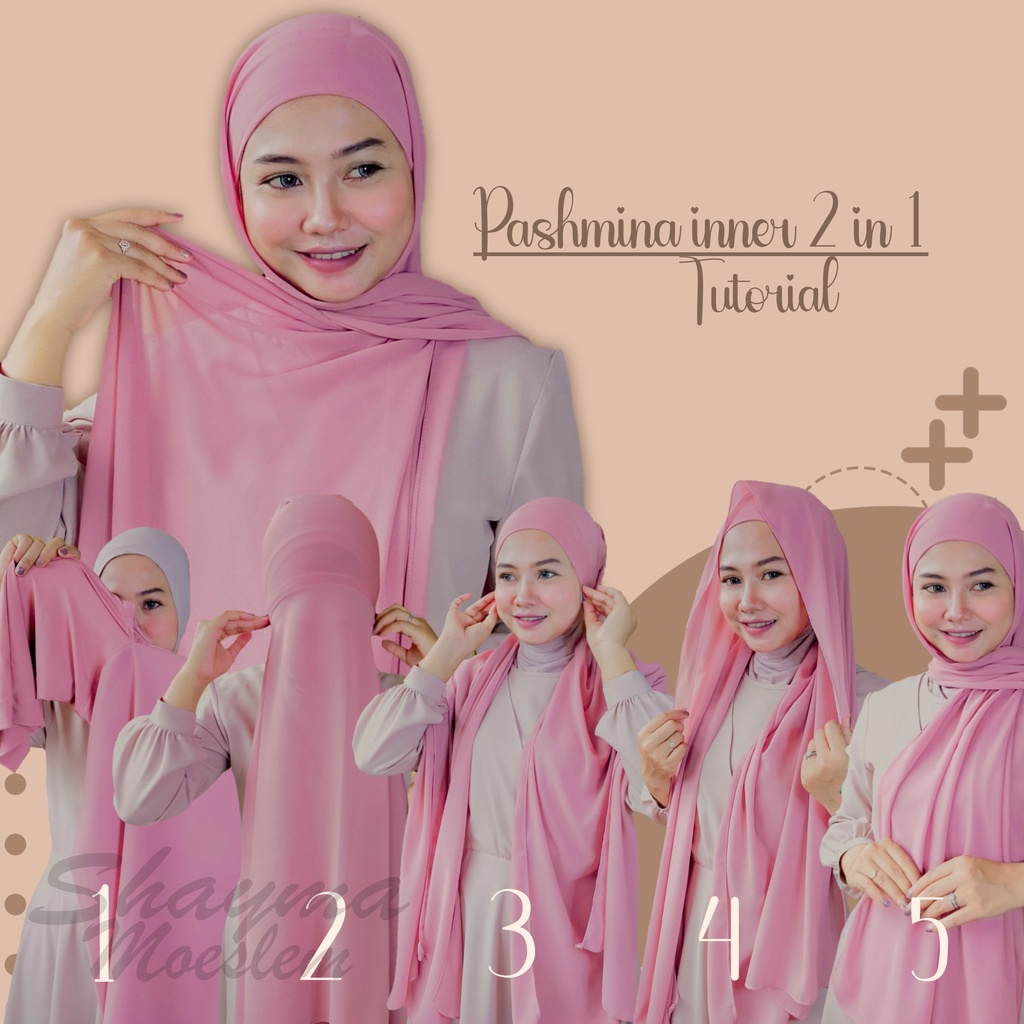 Pashmina Plus Inner 3 in 1 Bisa Bolak Balik / Pashmina Inner Ceruty Babydoll