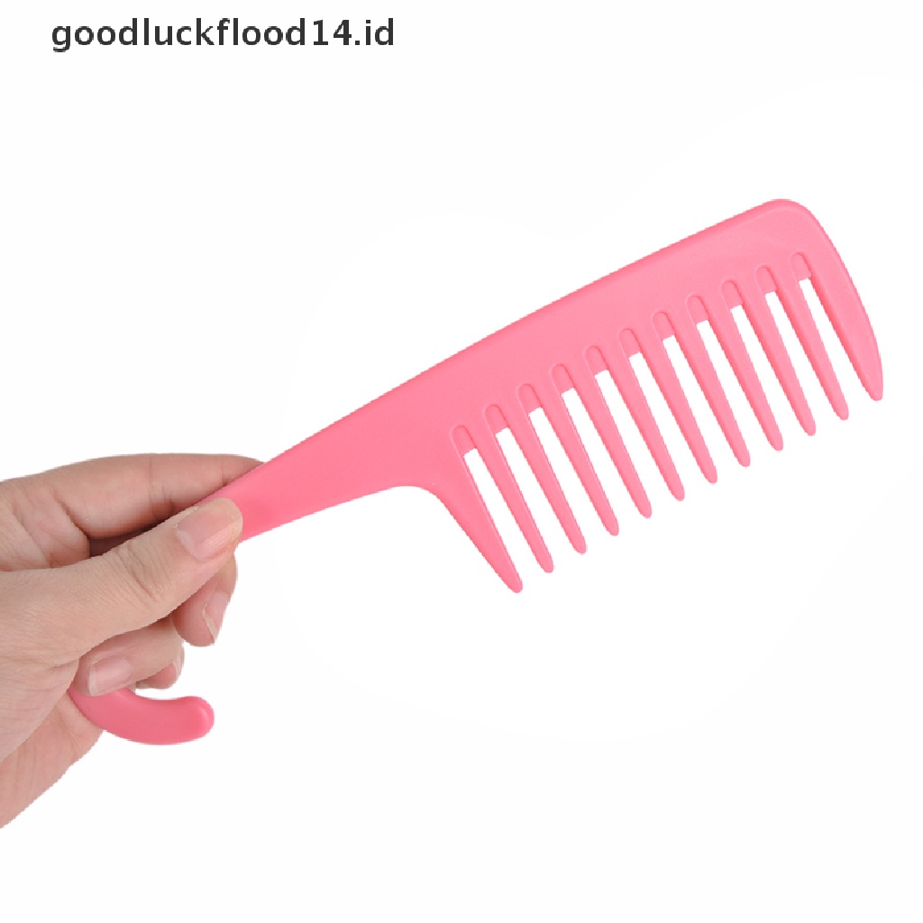 [OOID] Large Wide Tooth Combs Hook Handle Reduce Hair Loss Comb Styling Brush Tools ID