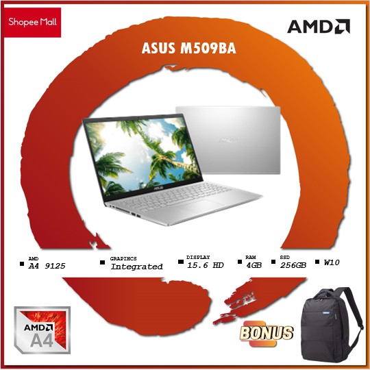 ASUS M509BA HD421 HD422 - AMD A4 9125 4GB 256ssd W10+OHS 15.6