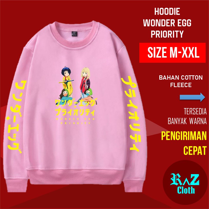 Hoodie Tanpa Topi Ai Ohto Rika Kawai Tokoh Anime Wonder Egg Priority Jaket Crewneck Wanita