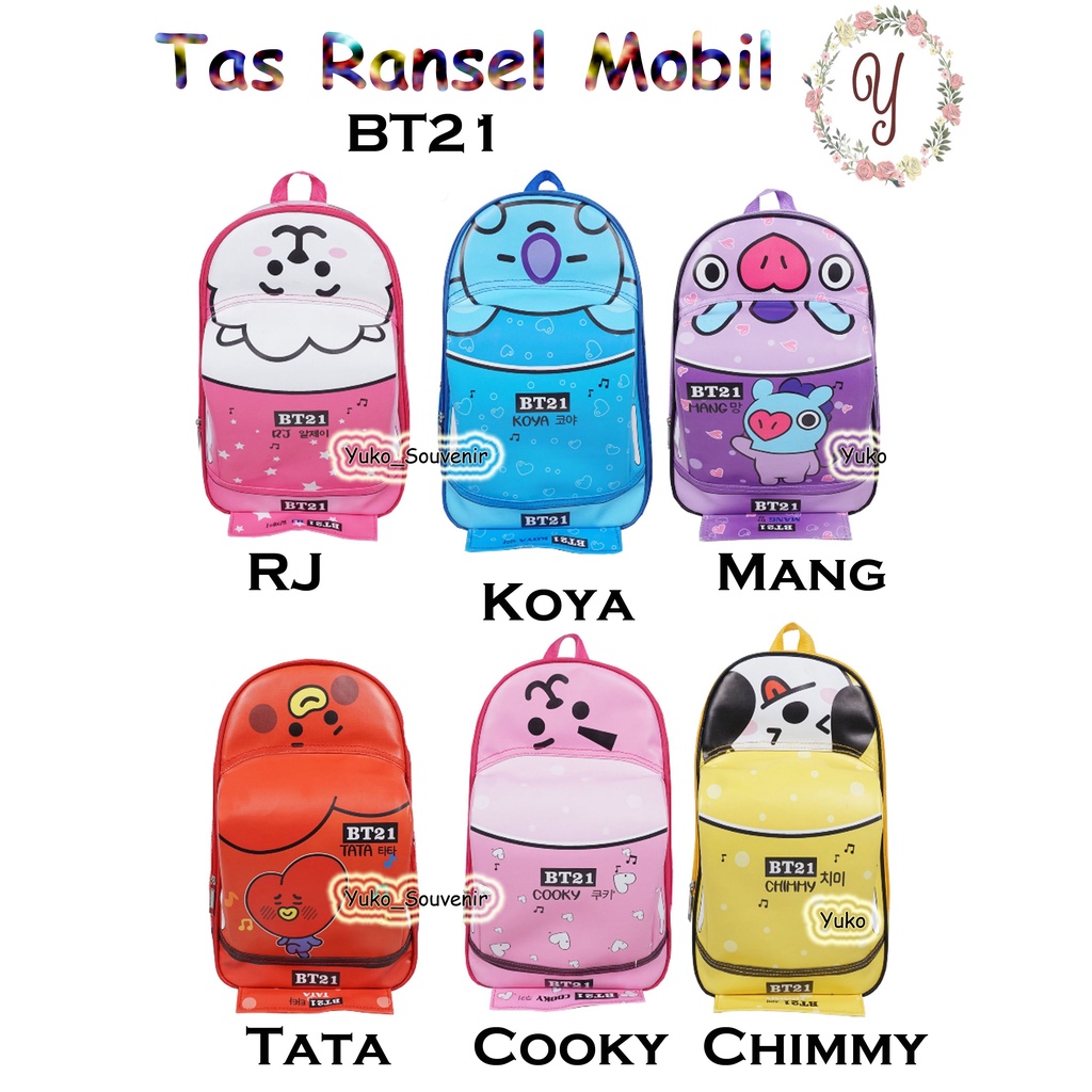 Tas Ransel BT 21 Tas Ransel BT21 Tas Ransel Mobil Gambar Karakter BT21 Tas Mobil BT21
