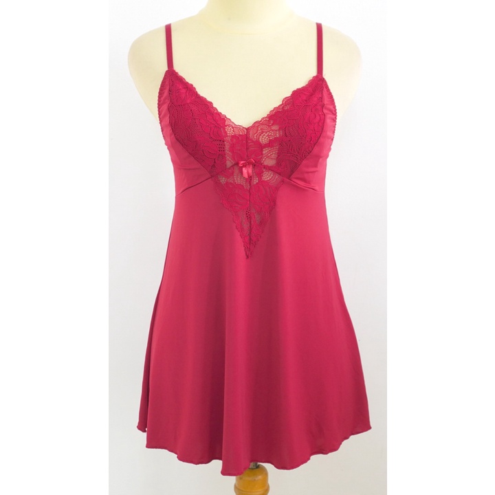 Lingerie Wanita Renda / Baju Tidur Setelan Sexy Kamisol LILY WOLFF,  Super Halus Elastis LW7799RED-4