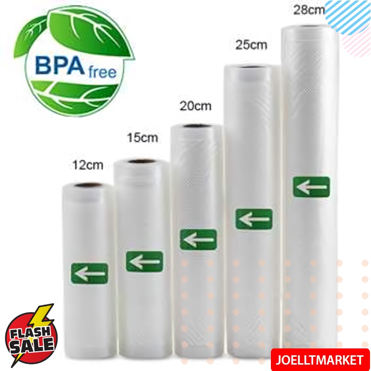 Plastik vakum polos roll ukuran 25x500 cm 20x500 cm