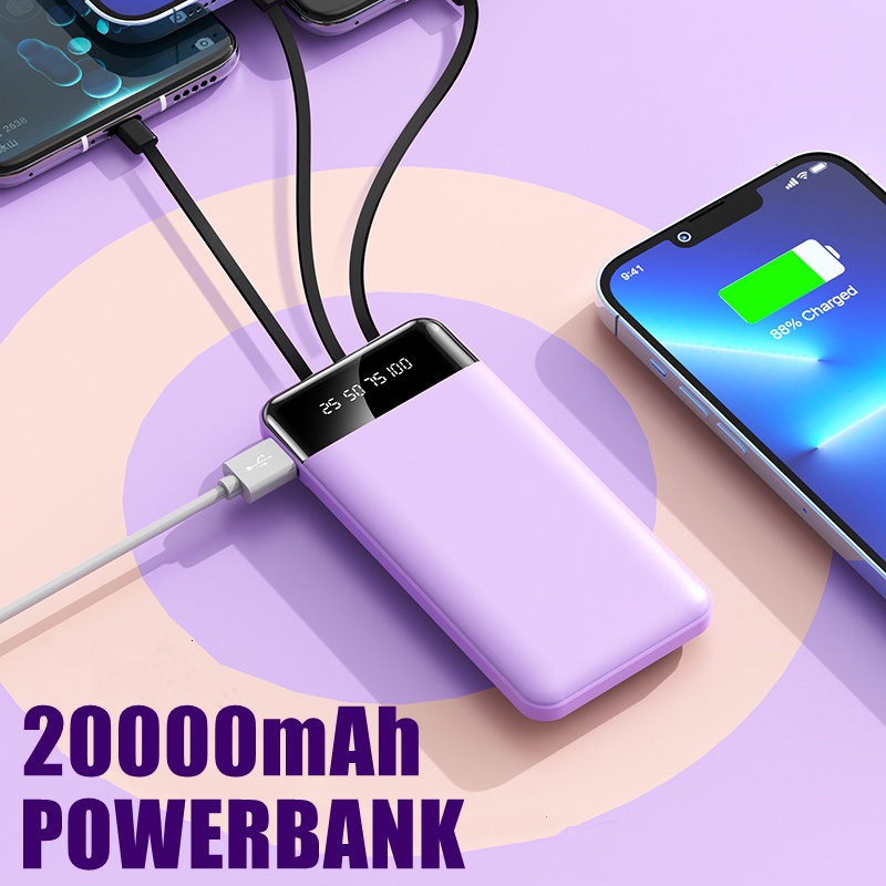 Power bank Fast Charging Kapasitas Nyata 20000mAh Powerbank 3 input 4 output cocok untuk  Xiaomi / OPPO / VIVO / Huawei / Samsung / IPHONE , dll.