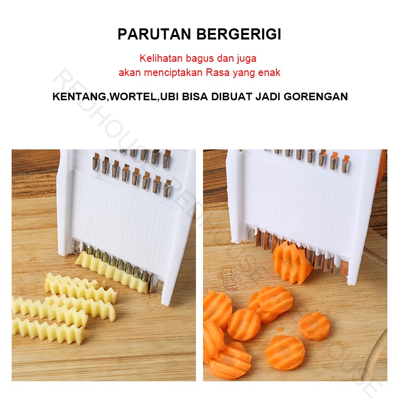 RED HOUSE Parutan Serbaguna Multifungsi Putih 4 in 1 Alat Pemotong Buah &amp; Sayur