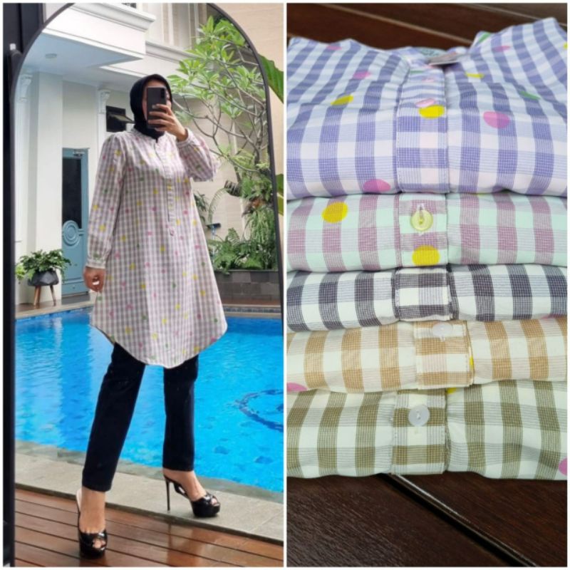 Kemeja Tunik Poplin Emboss Edness Kayla
