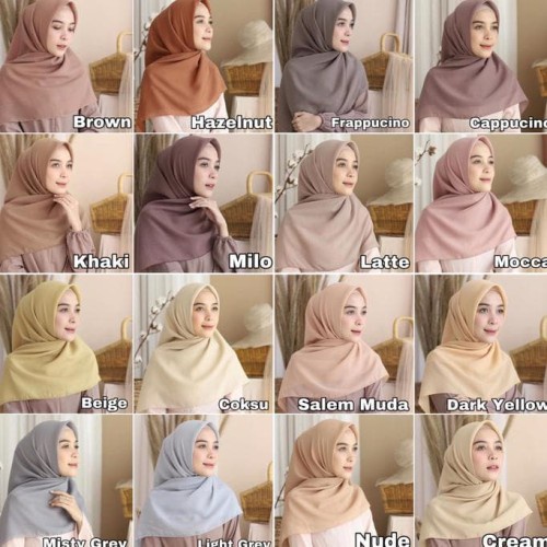 Jilbab Kerudung Segiempat Polos BELLA SQUARE Hijab Pollycotton Jilbab Bela Segi Empat BISA COD IMF