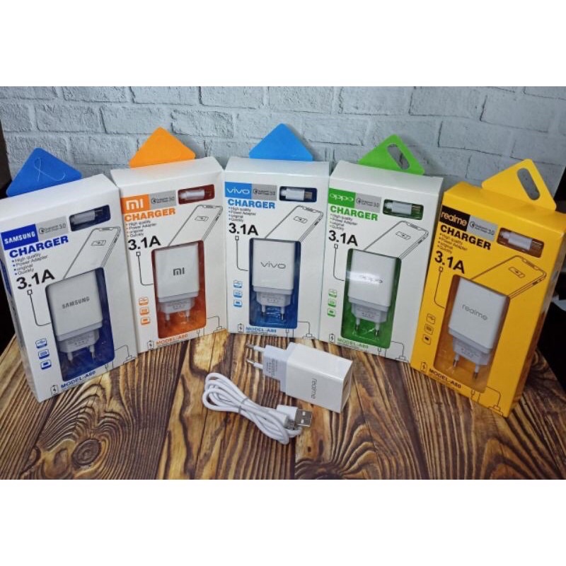 CHARGER A80 BRANDED 3.1A MICRO USB TC A80 REAL 1.5A SINGLE PORT PREMIUM IMPORT