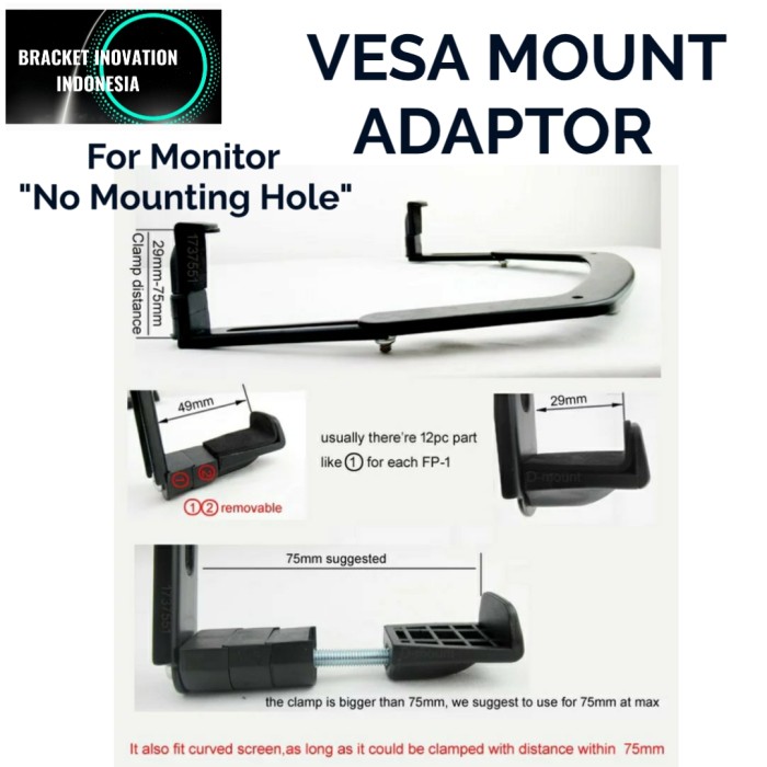 bracket monitor tanpa lubang/vesa extender adaptor North bayou