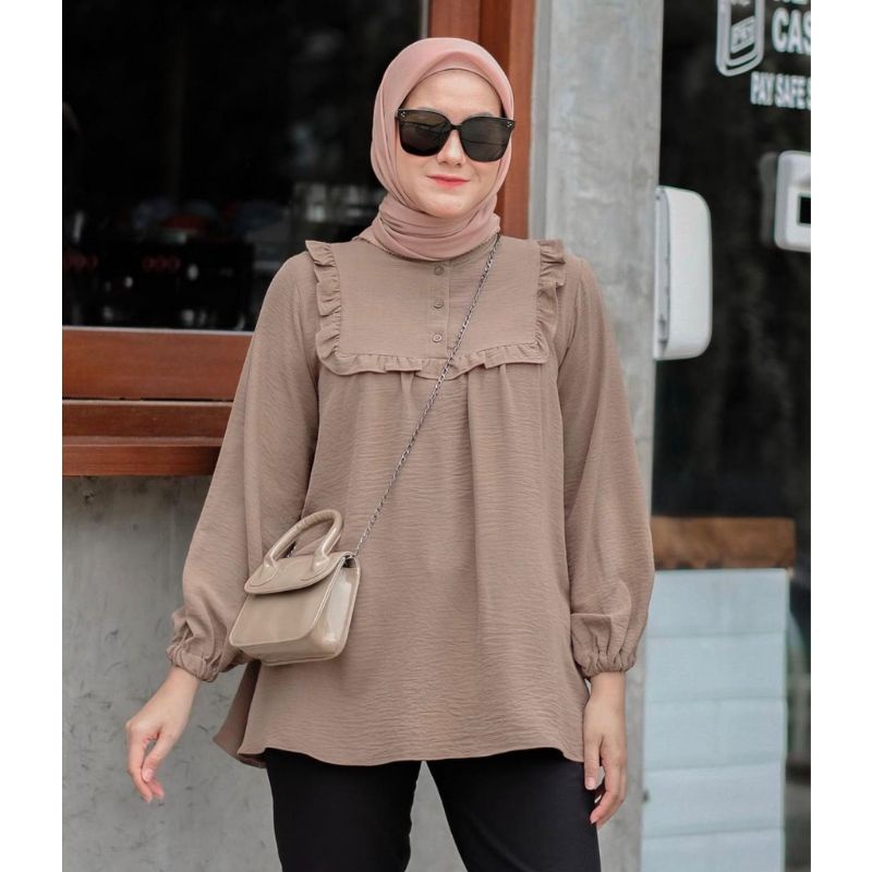 VALLINA OUTFIT - NAORA SHIRT ATASAN WANITA FORMAL MUSLIM KEMEJA BLOUSE LENGAN PANJANG